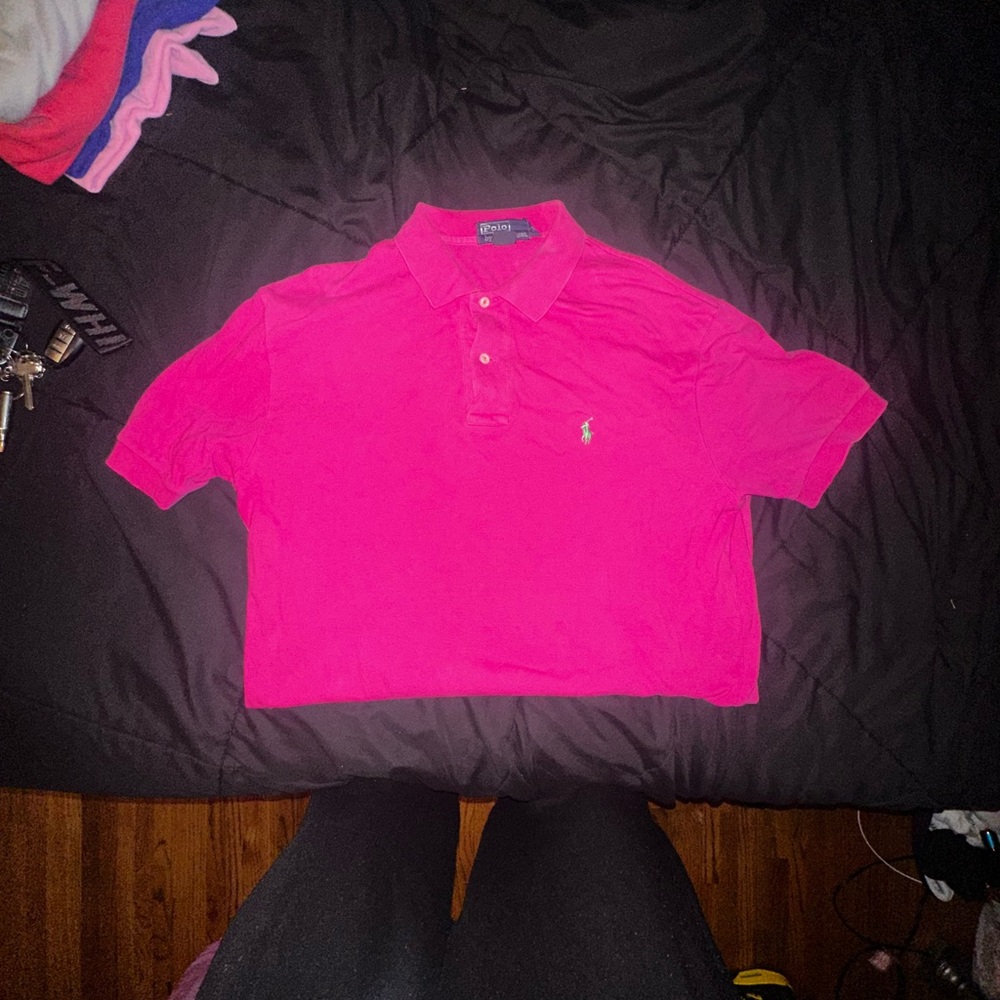 Ralph Lauren Pink Polo Shirt Classic Short Sleeve